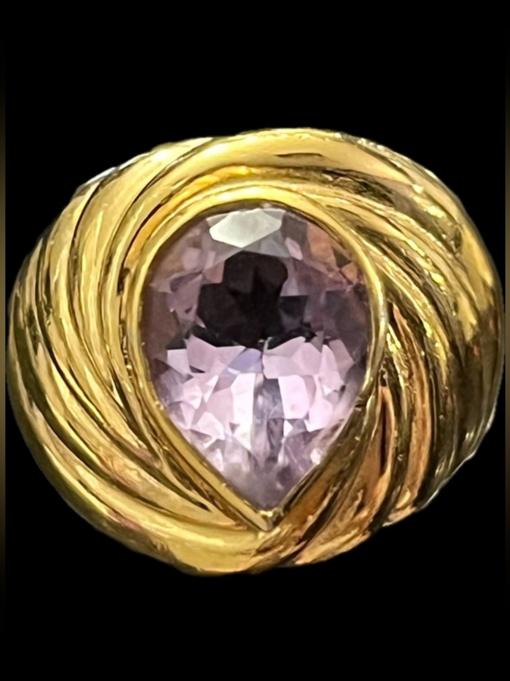 Suzanne Somers Vintage Amethyst Big Bold Gold cocktail statement swirl ring HSN